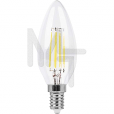 Лампа светодиодная LB-58 4LED(5W) 230V E14 2700K филамент свеча 25572