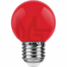Лампа светодиодная LB-37 5LED(1W) 230V E27 красный 70*45mm шарик 25116