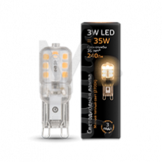 Лампа Gauss LED G9 AC220-240V 3W 240lm 2700K пластик 1/10/200 107409103