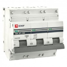 Автоматический выключатель 3P 80А (C) 10kA ВА 47-100 EKF PROxima mcb47100-3-80C-pro
