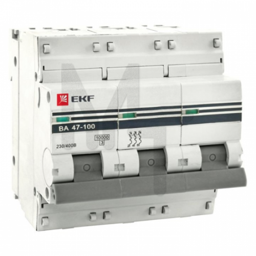Автоматический выключатель 3P 125А (D) 10kA ВА 47-100 EKF PROxima mcb47100-3-125D-pro