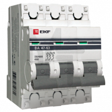 Автоматический выключатель 3P 16А (C) 4,5kA ВА 47-63 EKF PROxima mcb4763-3-16C-pro