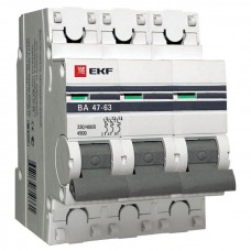 Автоматический выключатель 3P 3А (C) 4,5kA ВА 47-63 EKF PROxima mcb4763-3-03C-pro