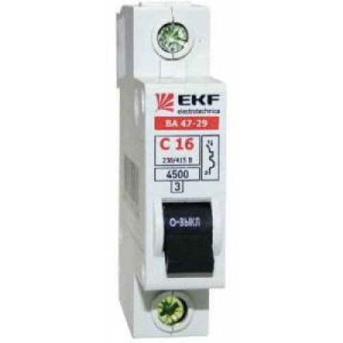 Автоматический выключатель 1P 63А (C) 4,5кА ВА 47-29 EKF Basic mcb4729-1-63C