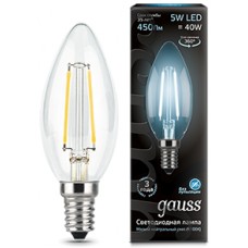 Лампа Gauss LED Filament Свеча E14 5W 450lm 4100К 1/10/50 103801205