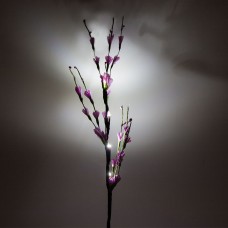 LD209B Ветка 3V 4LED фиолетовый цветок (белый), высота 62 см, батарейки 2*АА, IP20 26871