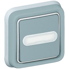 Legrand Plexo Серый Выключатель 1-клавишный с/п кнопочный с шильдиком, встраиваемый,в сборе IP55 69824