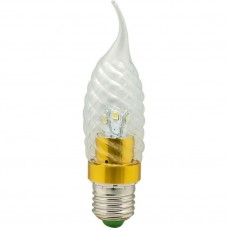 Лампа светодиодная LB-78 6LED(3.5W) 230V E27 6400K свеча на ветру золото 25375