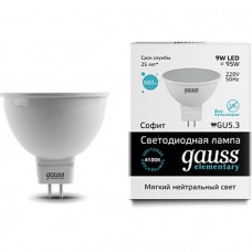 Лампа Gauss LED Elementary MR16 GU5.3 9W 660lm 4100K 1/10/100 13529
