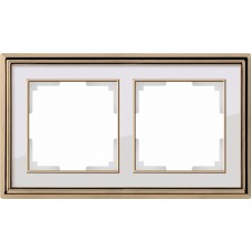 Рамка на 2 поста (золото / белый) / WL17-Frame-02 / W0021329 a051212