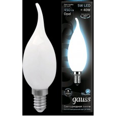 Лампа Gauss LED Filament Свеча на ветру OPAL E14 5W 450lm 4100К 1/10/50 104201205