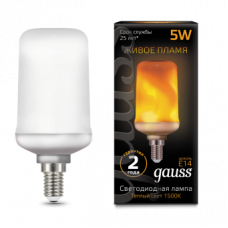 Лампа Gauss LED T65 Flame 5W E14 20-80lm 1500K 1/10/100 157401105
