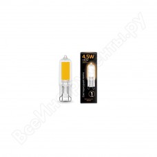 Лампа Gauss LED G9 AC220-240V 4.5W 400lm 4100K Glass 1/10/200 107809204