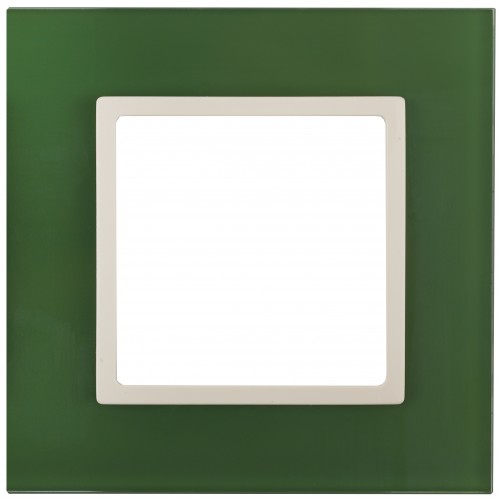 14-5101-27 ЭРА Рамка на 1 пост, стекло, Эра Elegance, зелёный+сл.кость Б0034481