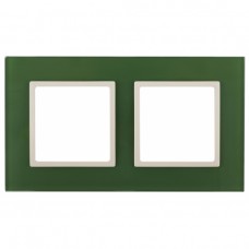 14-5102-27 ЭРА Рамка на 2 поста, стекло, Эра Elegance, зелёный+сл.кость Б0034499