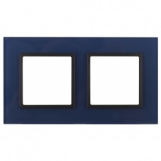 14-5102-29 ЭРА Рамка на 2 поста, стекло, Эра Elegance, синий+антр Б0034501