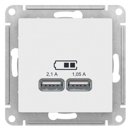 AtlasDesign Бел Розетка USB, 5В, 1 порт x 2,1 А, 2 порта х 1,05 А, механизм ATN000133