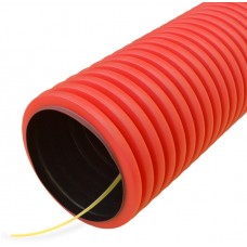 Труба гофрированная двустенная ПНД жесткая тип 750 (SN19) красная д90 6м (36м/уп) Промрукав PR15.0073