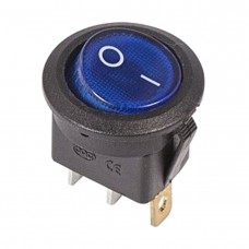 Выключатель клавишный круглый 250V 6А (3с) ON-OFF синий  с подсветкой  REXANT 36-2571