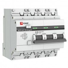 Дифференциальный автомат АД-32 3P+N 25А/300мА (хар. C, AC, электронный, защита 270В) 4,5кА EKF PROxi DA32-25-300-4P-pro