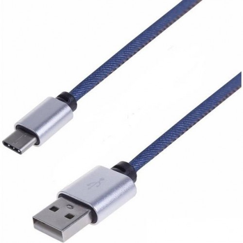 Шнур USB 3.1 type C (male)-USB 2.0 (male) в джинсовой оплетке 1 м REXANT 18-1885