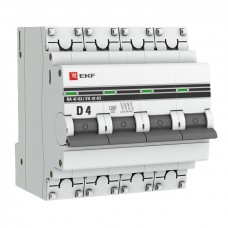 Автоматический выключатель 4P 4А (D) 4,5kA ВА 47-63 EKF PROxima mcb4763-4-04D-pro
