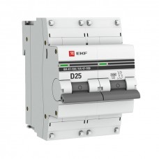 Автоматический выключатель 2P 25А (D) 10kA ВА 47-100 EKF PROxima mcb47100-2-25D-pro
