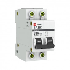 Автоматический выключатель 2P 16А (B) 4,5кА ВА 47-29 EKF Basic mcb4729-2-16-B