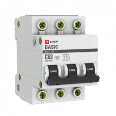 Автоматический выключатель 3P 16А (B) 4,5кА ВА 47-29 EKF Basic mcb4729-3-16-B
