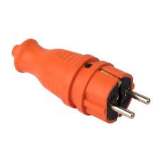 Вилка оранжевая каучуковая прямая 230В 2P+PE 16A IP44 EKF PRO RPS-011-16-230-44-ro