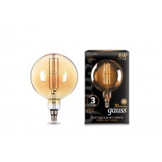 Лампа Gauss LED Vintage Filament G200 8W E27 200*300mm Amber 780lm 2400K 153802008