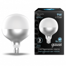 Лампа Gauss LED Filament G125-DC Mirror-Milky E27 9W 890lm 4100K 125*178mm 1014802209