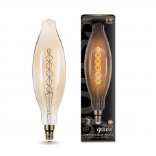Лампа Gauss LED Vintage Filament Flexible BT120 8W E27 120*420mm Amber 620lm 2400K 156802008