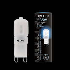 Лампа Gauss Elementary G9 AC220-240V 3W 240lm 3000K пластик LED 14913