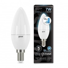 Лампа Gauss Свеча 7W 550lm 6500К E14 шаг. диммирование LED1/10/100 103101307-S
