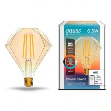 АКЦИЯ!!!Лампа светодиодная филаментная Gauss Smart Home DIM+CCT E27 Diamond Golden 6,5 Вт 2000-5500 К 1/40 1370112 АКЦИЯ!!!